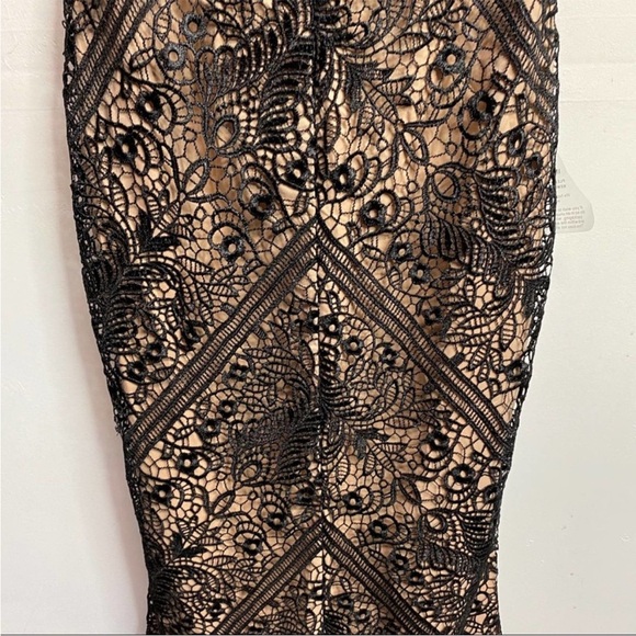 Bariano Lulus Allison Black Nude Lace Strapless evening gown maxi dress bustier - Picture 7 of 16